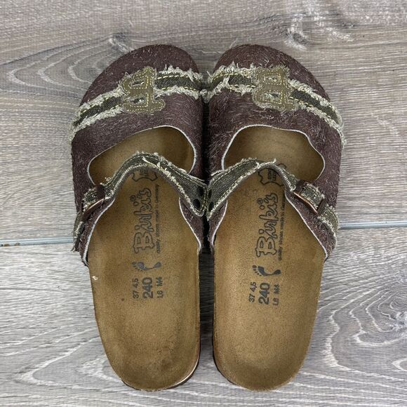 Birkenstock Birki’s Maria Women’s Sz 6/EU 37 Brown Olive Denim Slip On Mules - Picture 5 of 12